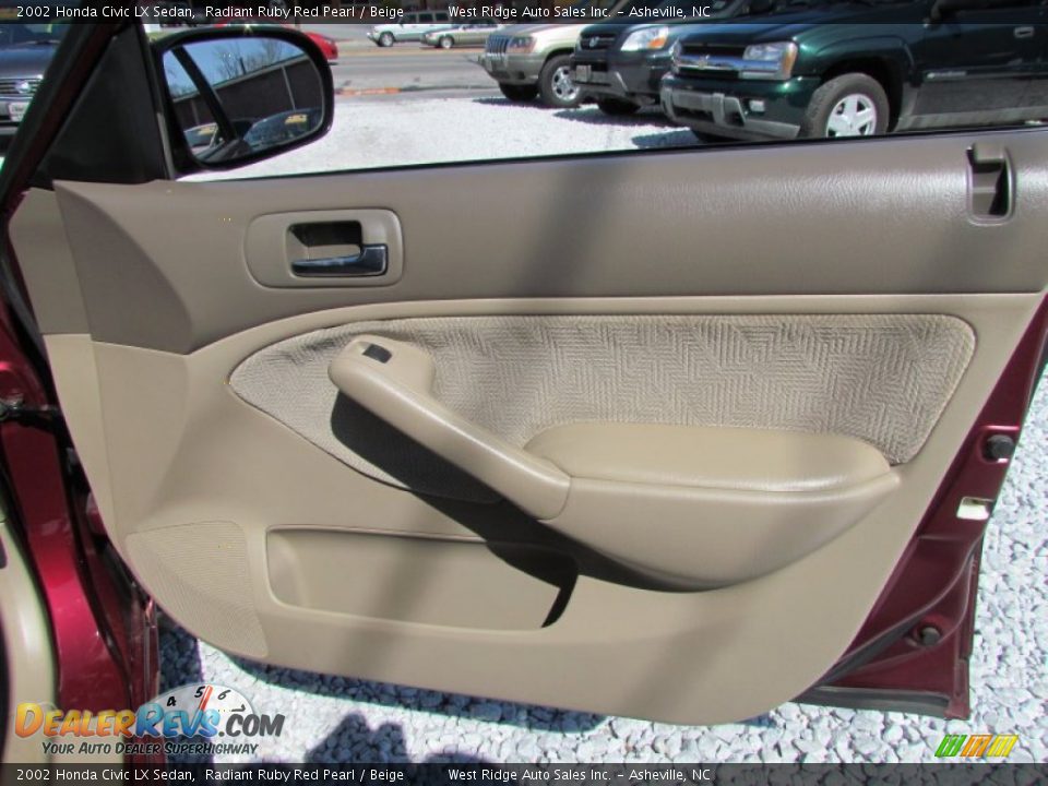 2002 Honda Civic LX Sedan Radiant Ruby Red Pearl / Beige Photo #15