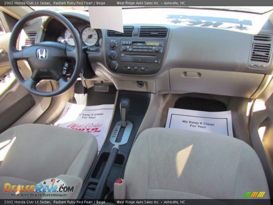 2002 Honda Civic LX Sedan Radiant Ruby Red Pearl / Beige Photo #17