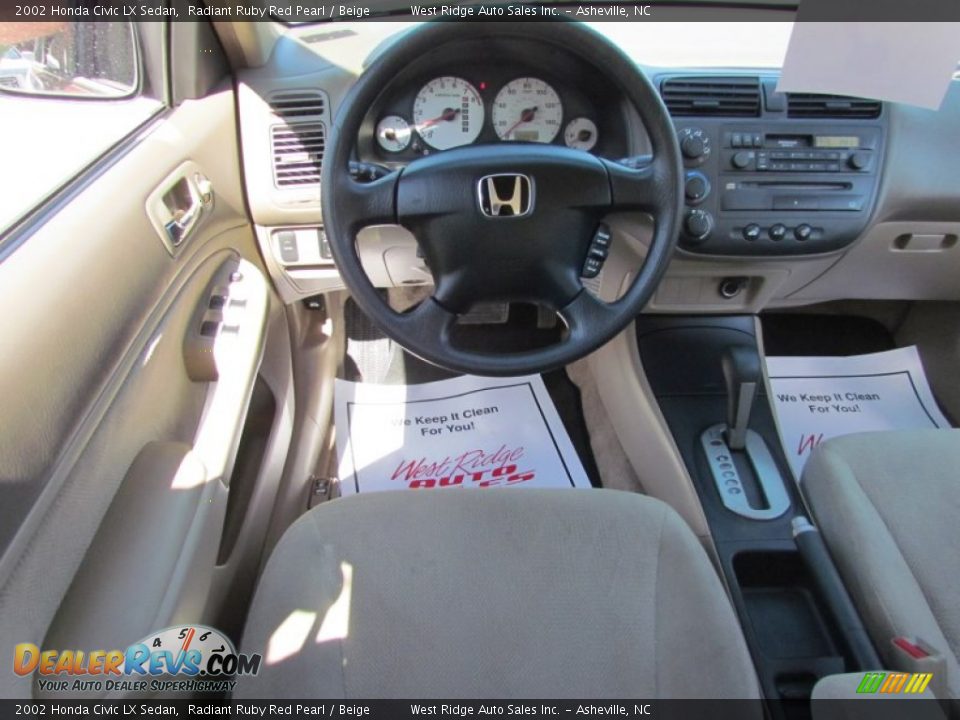 2002 Honda Civic LX Sedan Radiant Ruby Red Pearl / Beige Photo #19