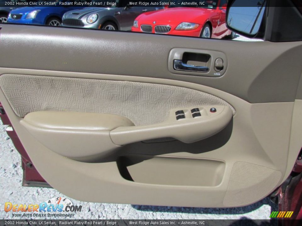 2002 Honda Civic LX Sedan Radiant Ruby Red Pearl / Beige Photo #20