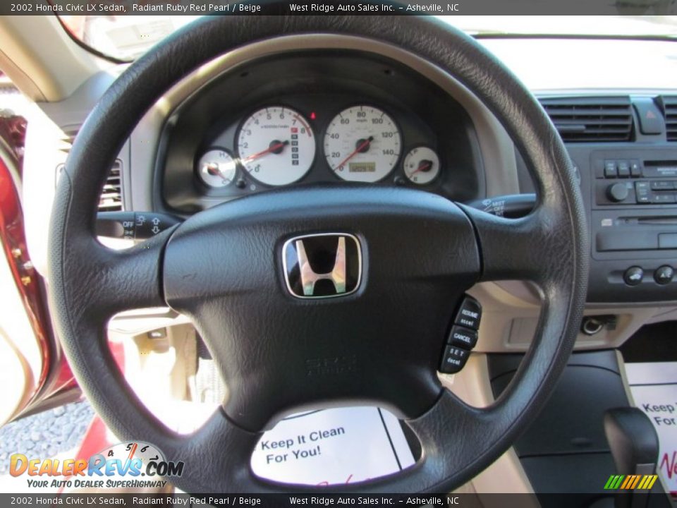 2002 Honda Civic LX Sedan Radiant Ruby Red Pearl / Beige Photo #23