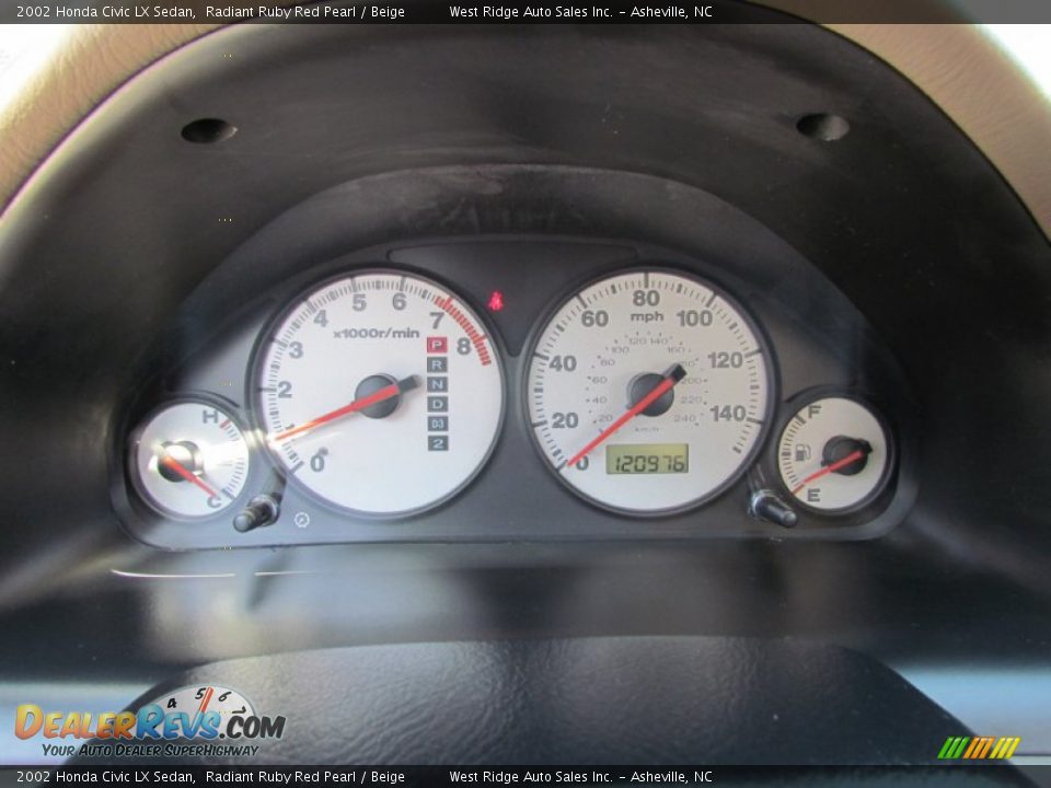 2002 Honda Civic LX Sedan Radiant Ruby Red Pearl / Beige Photo #24