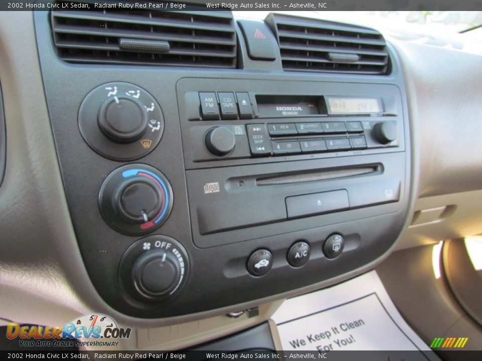 2002 Honda Civic LX Sedan Radiant Ruby Red Pearl / Beige Photo #25