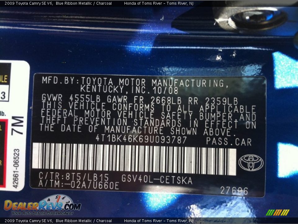 2009 Toyota Camry SE V6 Blue Ribbon Metallic / Charcoal Photo #12