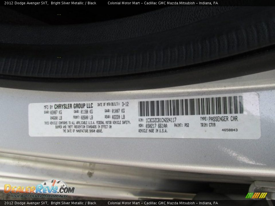 2012 Dodge Avenger SXT Bright Silver Metallic / Black Photo #19