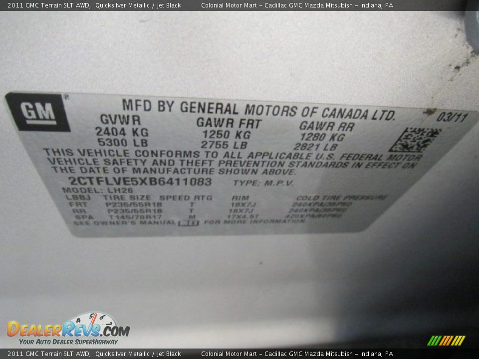 2011 GMC Terrain SLT AWD Quicksilver Metallic / Jet Black Photo #19