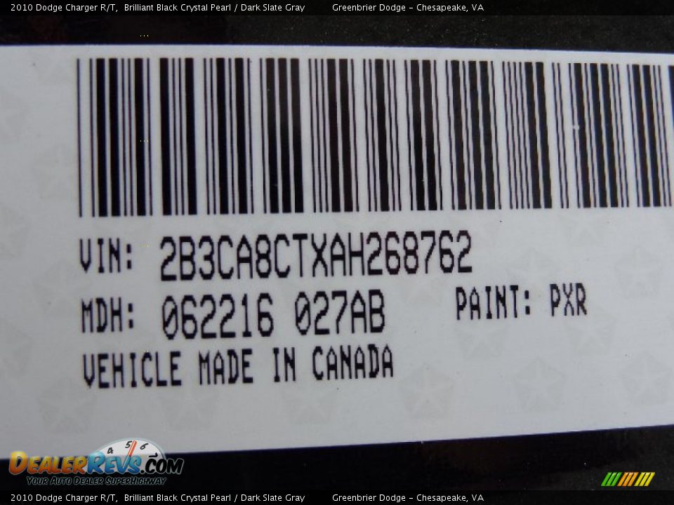 2010 Dodge Charger R/T Brilliant Black Crystal Pearl / Dark Slate Gray Photo #25