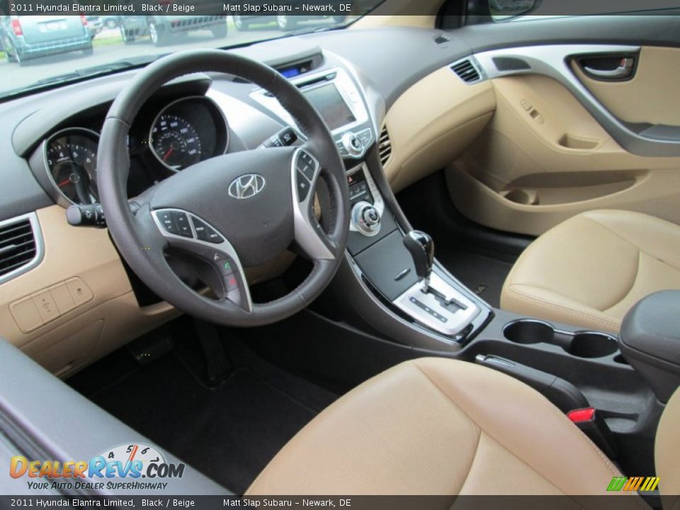2011 Hyundai Elantra Limited Black / Beige Photo #10