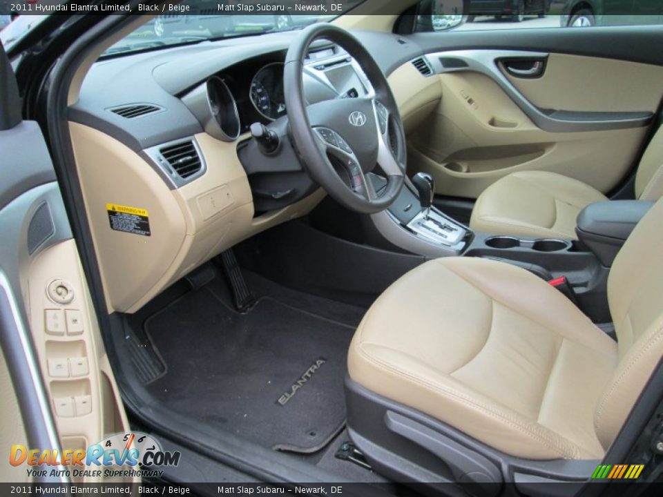 2011 Hyundai Elantra Limited Black / Beige Photo #11