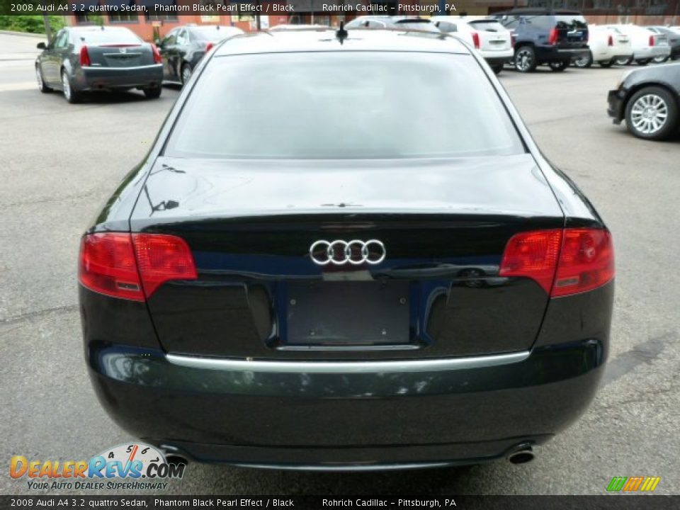 2008 Audi A4 3.2 quattro Sedan Phantom Black Pearl Effect / Black Photo #12
