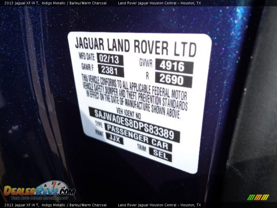 2013 Jaguar XF I4 T Indigo Metallic / Barley/Warm Charcoal Photo #19