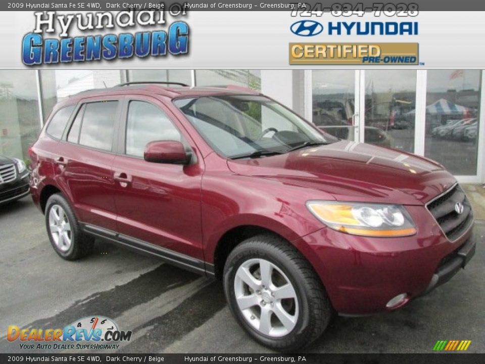 2009 Hyundai Santa Fe SE 4WD Dark Cherry / Beige Photo #1