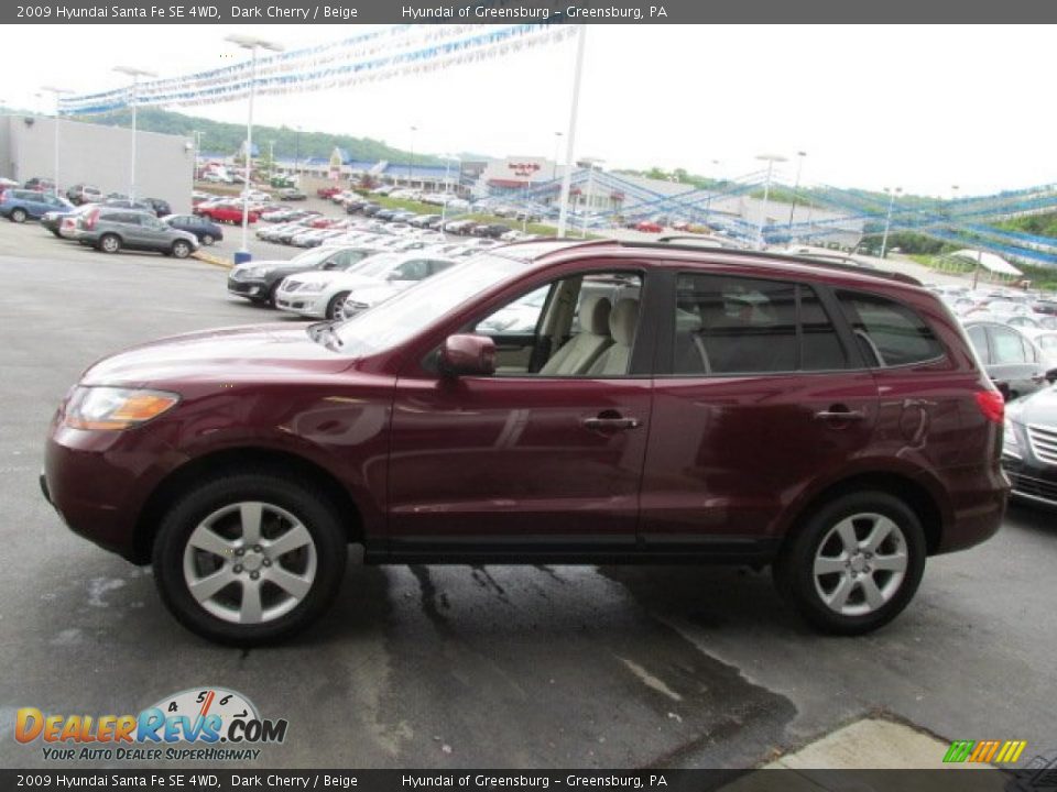 2009 Hyundai Santa Fe SE 4WD Dark Cherry / Beige Photo #7