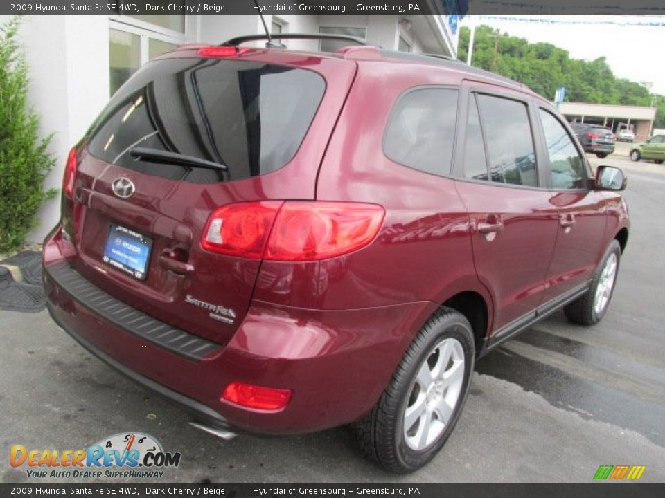 2009 Hyundai Santa Fe SE 4WD Dark Cherry / Beige Photo #10