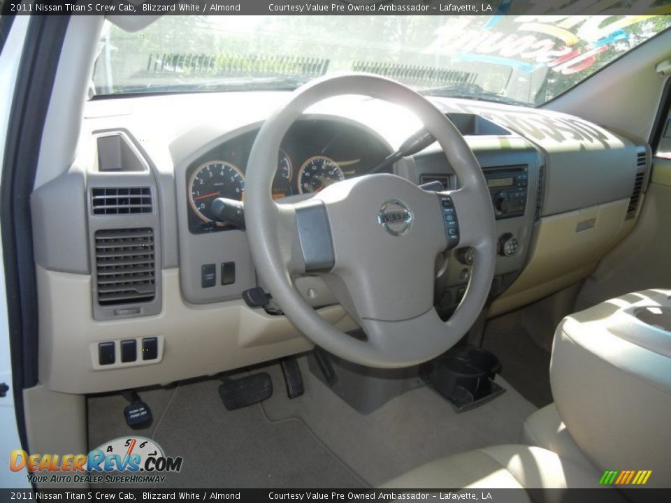 2011 Nissan Titan S Crew Cab Blizzard White / Almond Photo #12