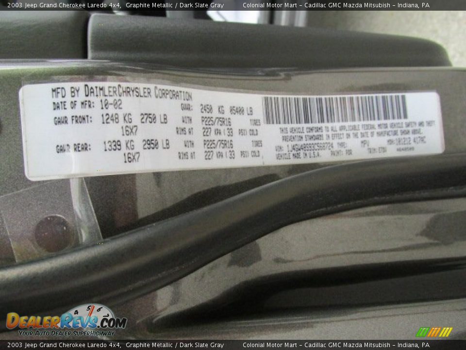 2003 Jeep Grand Cherokee Laredo 4x4 Graphite Metallic / Dark Slate Gray Photo #19