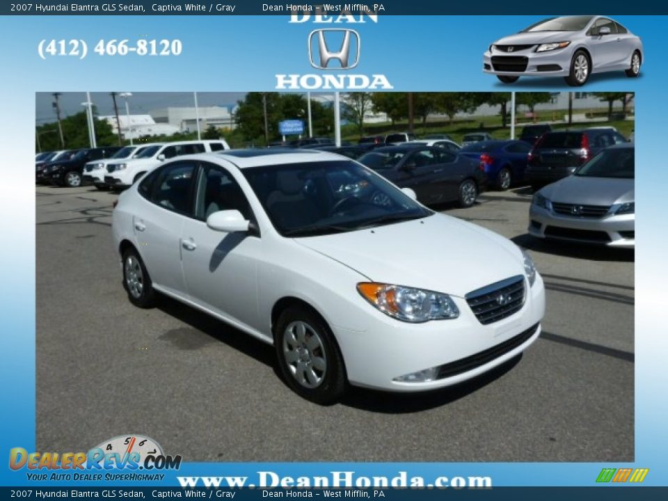 2007 Hyundai Elantra GLS Sedan Captiva White / Gray Photo #1