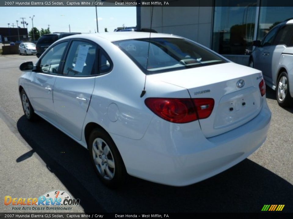 2007 Hyundai Elantra GLS Sedan Captiva White / Gray Photo #5