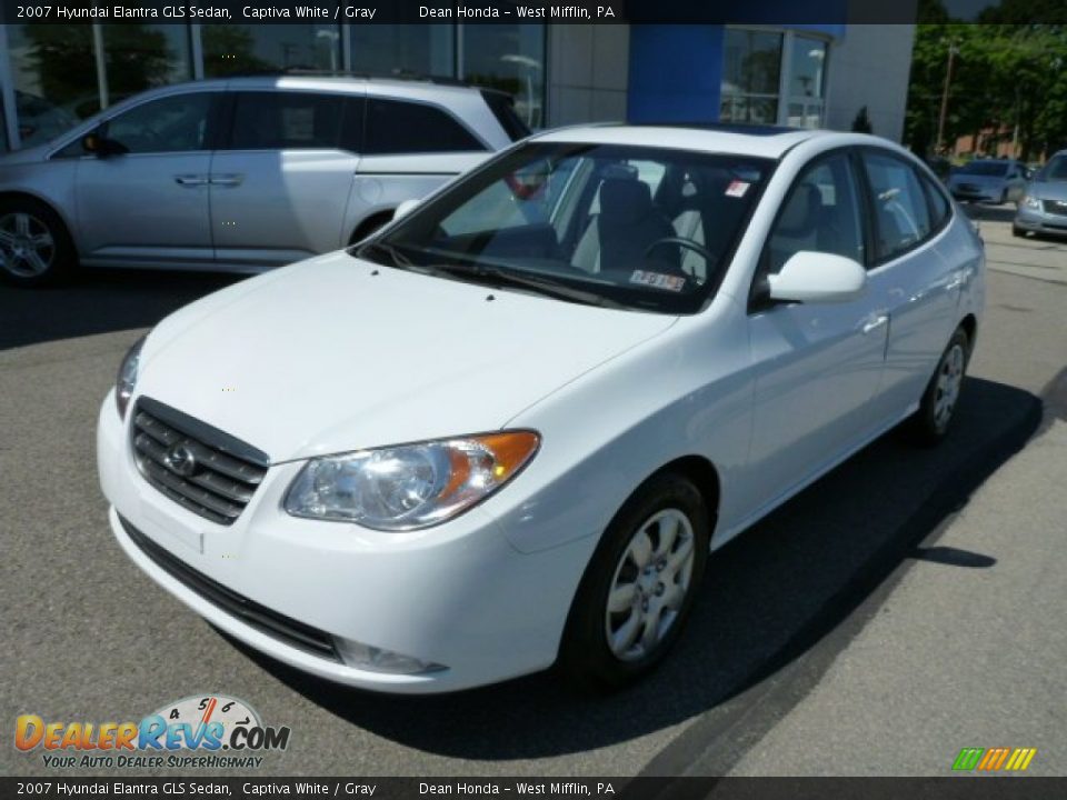 2007 Hyundai Elantra GLS Sedan Captiva White / Gray Photo #7