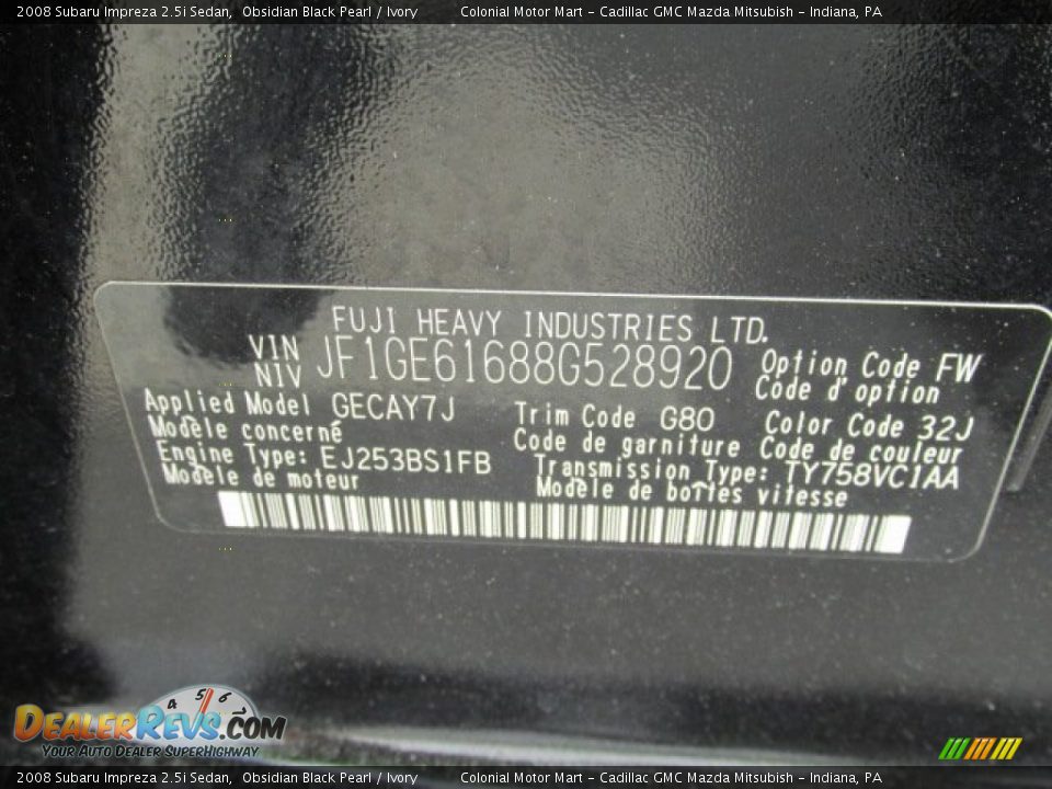 2008 Subaru Impreza 2.5i Sedan Obsidian Black Pearl / Ivory Photo #19