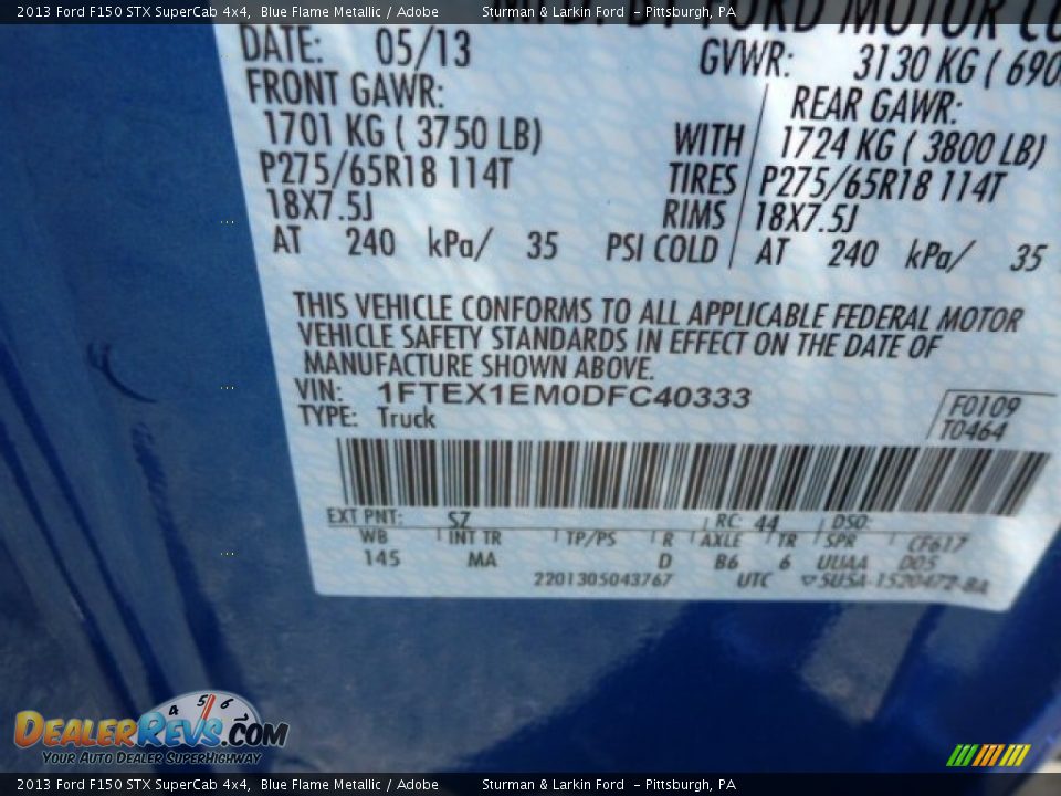 2013 Ford F150 STX SuperCab 4x4 Blue Flame Metallic / Adobe Photo #13