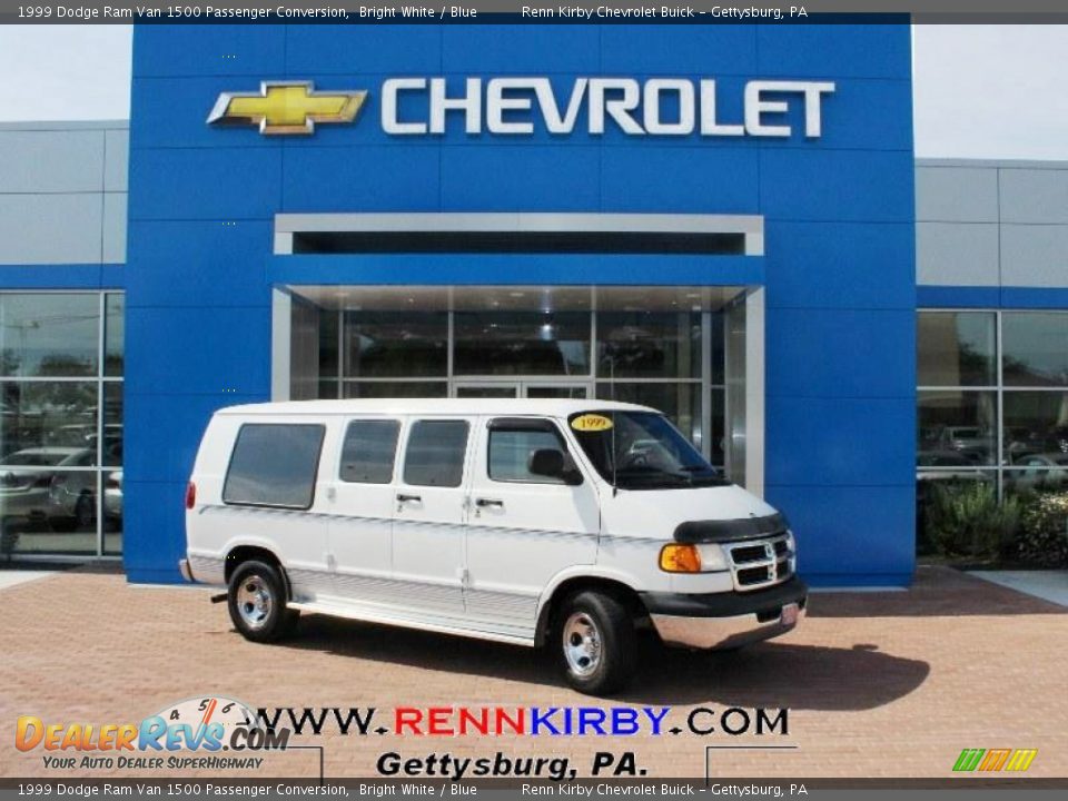 1999 Dodge Ram Van 1500 Passenger Conversion Bright White / Blue Photo #1