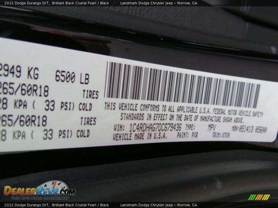 2013 Dodge Durango SXT Brilliant Black Crystal Pearl / Black Photo #11
