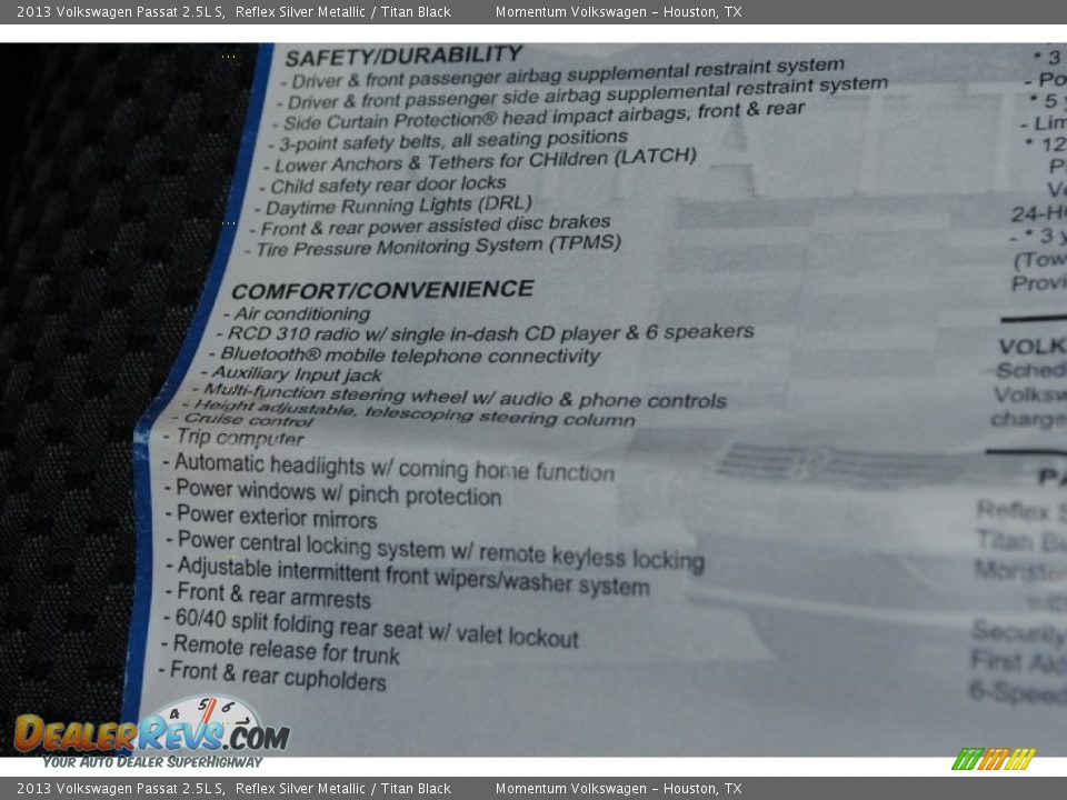 2013 Volkswagen Passat 2.5L S Reflex Silver Metallic / Titan Black Photo #23