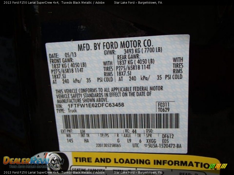 2013 Ford F150 Lariat SuperCrew 4x4 Tuxedo Black Metallic / Adobe Photo #25