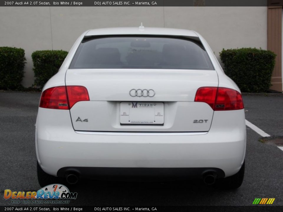 2007 Audi A4 2.0T Sedan Ibis White / Beige Photo #22