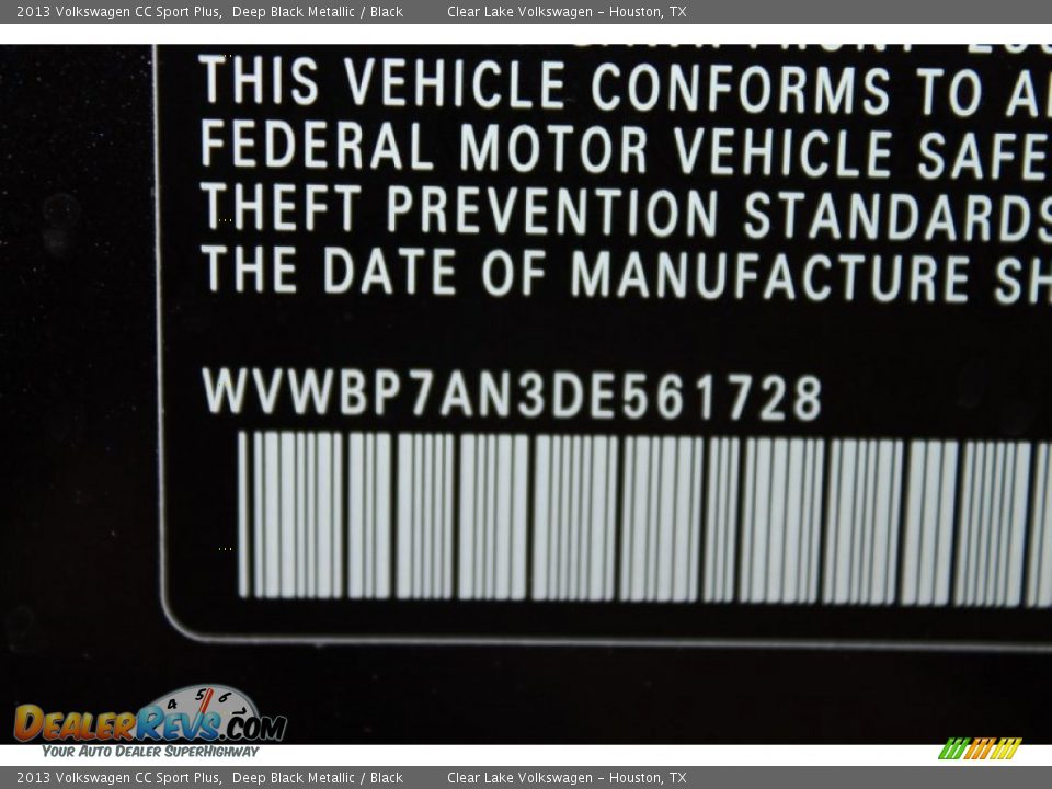 2013 Volkswagen CC Sport Plus Deep Black Metallic / Black Photo #32