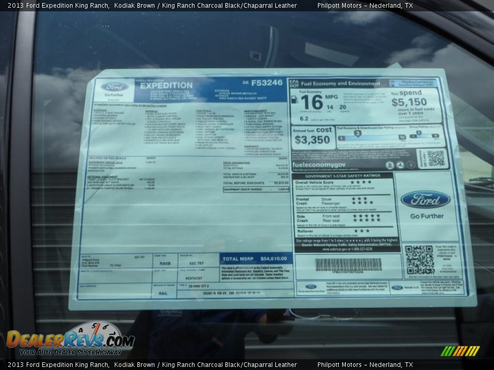 2013 Ford Expedition King Ranch Window Sticker Photo #35
