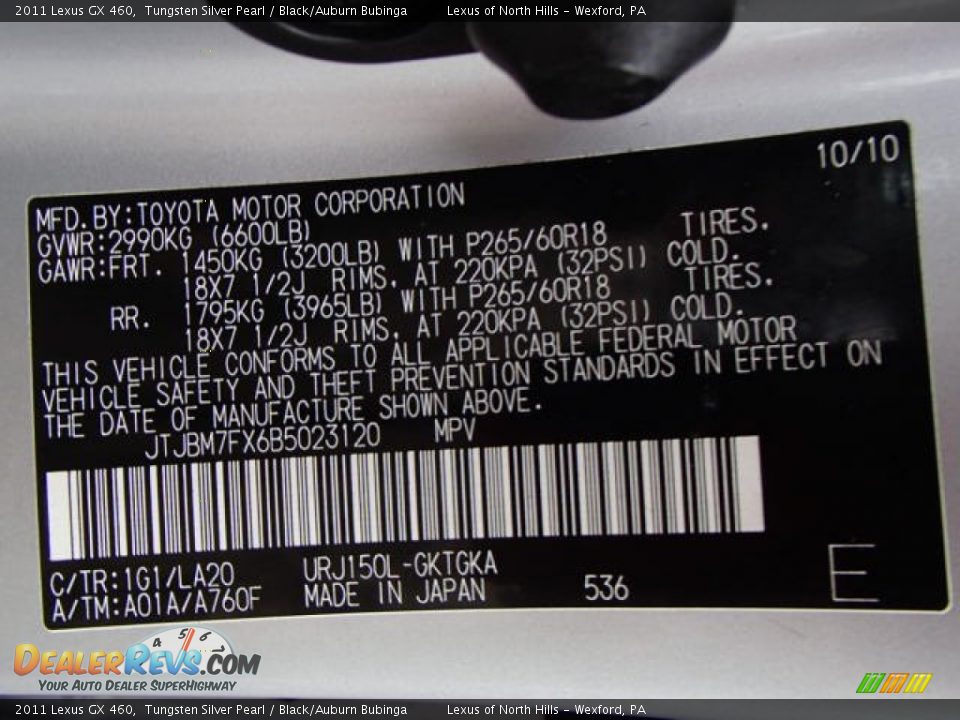 2011 Lexus GX 460 Tungsten Silver Pearl / Black/Auburn Bubinga Photo #20