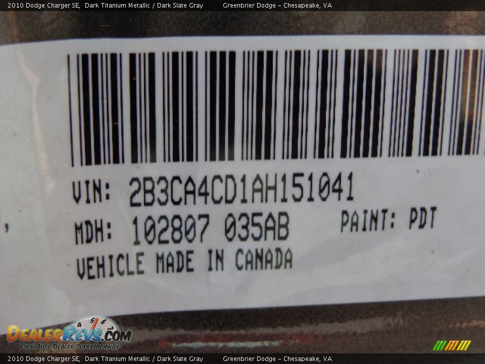 2010 Dodge Charger SE Dark Titanium Metallic / Dark Slate Gray Photo #26