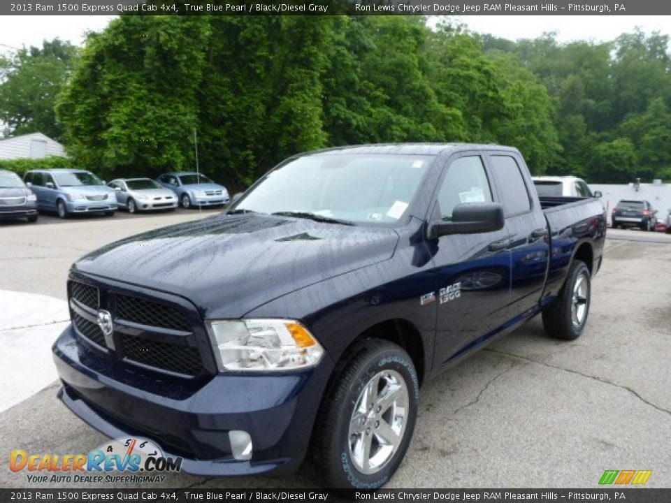 2013 Ram 1500 Express Quad Cab 4x4 True Blue Pearl / Black/Diesel Gray Photo #1