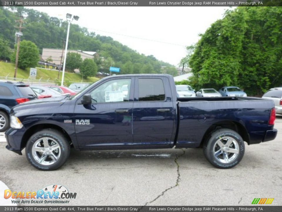2013 Ram 1500 Express Quad Cab 4x4 True Blue Pearl / Black/Diesel Gray Photo #2