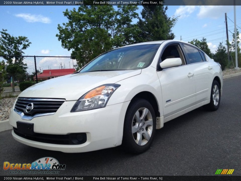 2009 Nissan Altima Hybrid Winter Frost Pearl / Blond Photo #1