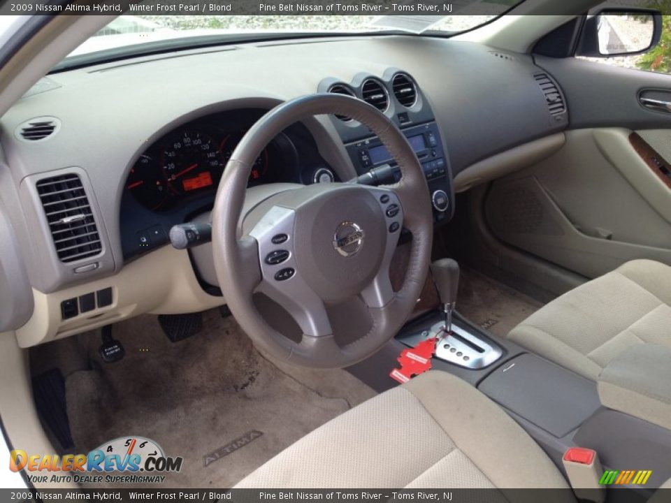 2009 Nissan Altima Hybrid Winter Frost Pearl / Blond Photo #9