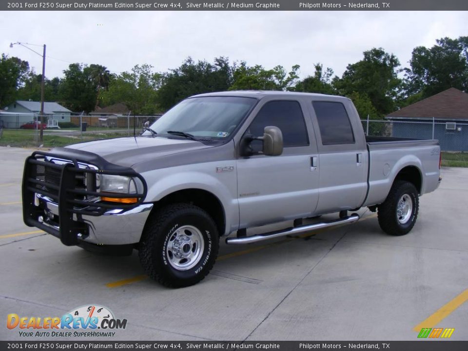2001 Ford F250 Super Duty Platinum Edition Super Crew 4x4 Silver Metallic / Medium Graphite Photo #7