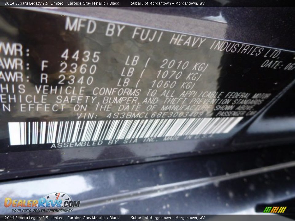 2014 Subaru Legacy 2.5i Limited Carbide Gray Metallic / Black Photo #17