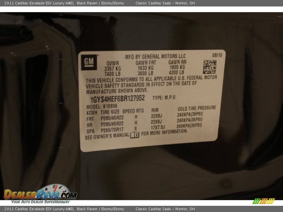 2011 Cadillac Escalade ESV Luxury AWD Black Raven / Ebony/Ebony Photo #25