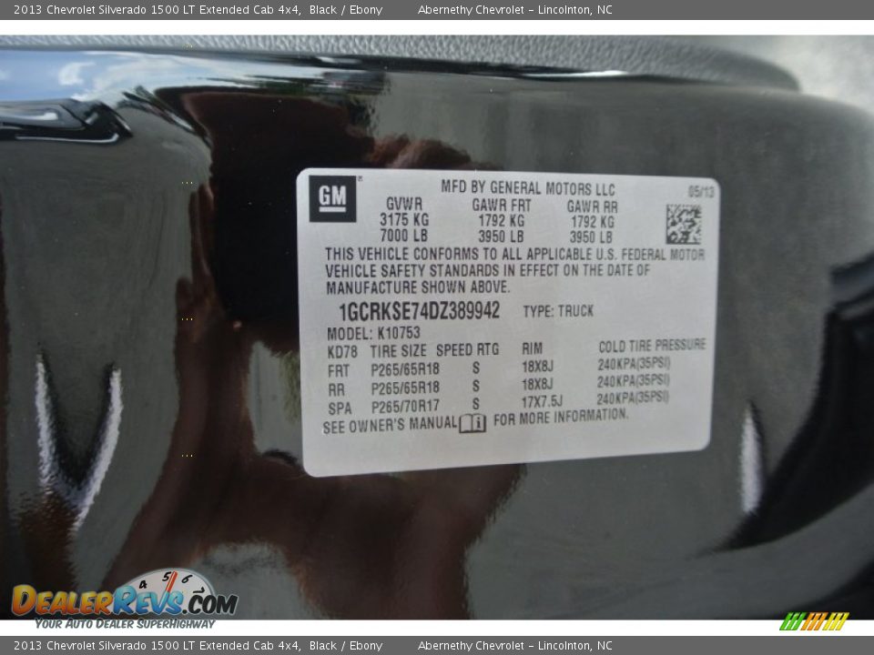 2013 Chevrolet Silverado 1500 LT Extended Cab 4x4 Black / Ebony Photo #7
