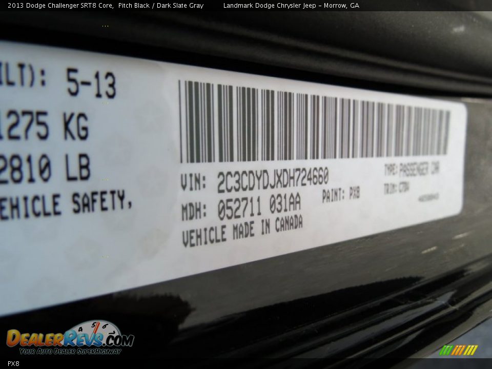 Dodge Color Code PX8 Pitch Black