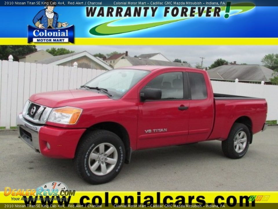2010 Nissan Titan SE King Cab 4x4 Red Alert / Charcoal Photo #1