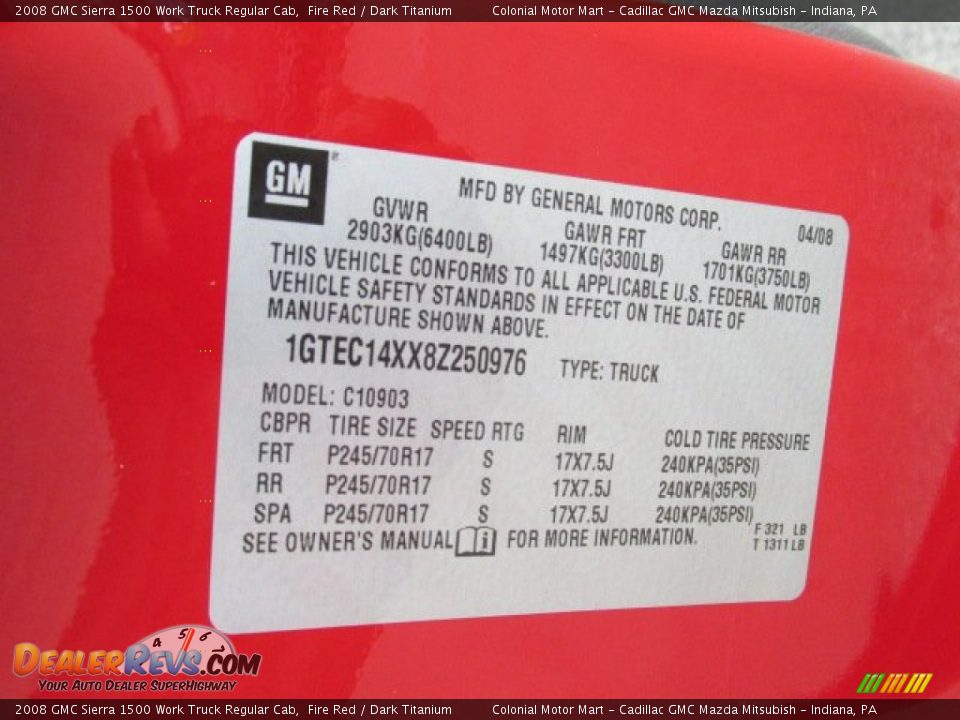 2008 GMC Sierra 1500 Work Truck Regular Cab Fire Red / Dark Titanium Photo #19
