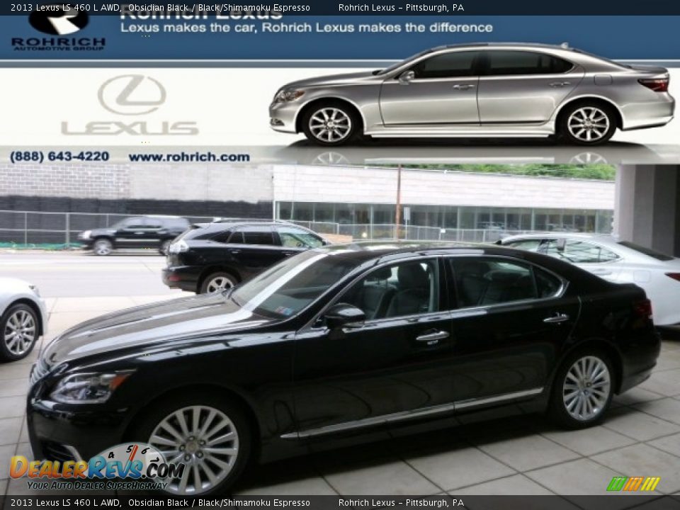 2013 Lexus LS 460 L AWD Obsidian Black / Black/Shimamoku Espresso Photo #1