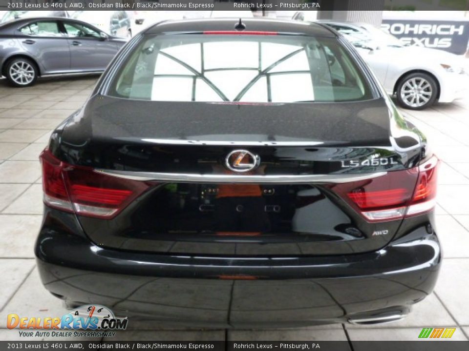 2013 Lexus LS 460 L AWD Obsidian Black / Black/Shimamoku Espresso Photo #3