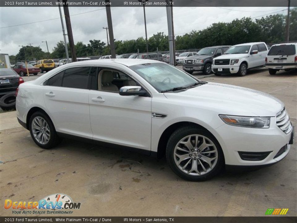 2013 Ford Taurus Limited White Platinum Tri-Coat / Dune Photo #7