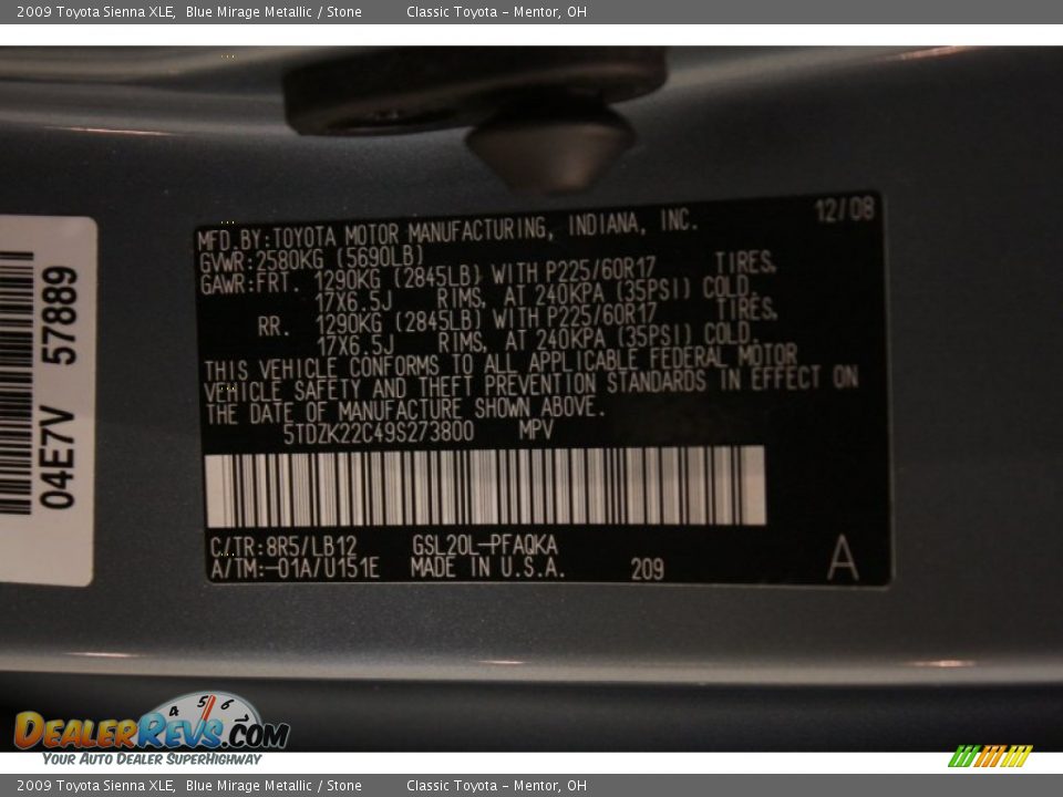2009 Toyota Sienna XLE Blue Mirage Metallic / Stone Photo #25
