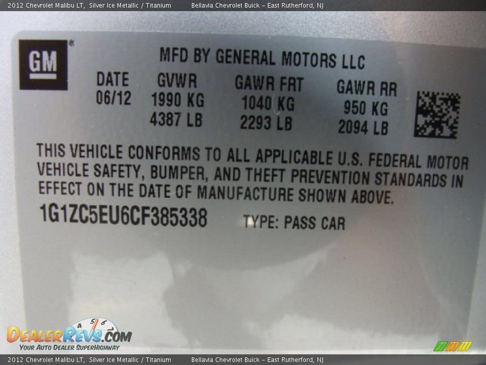 2012 Chevrolet Malibu LT Silver Ice Metallic / Titanium Photo #15